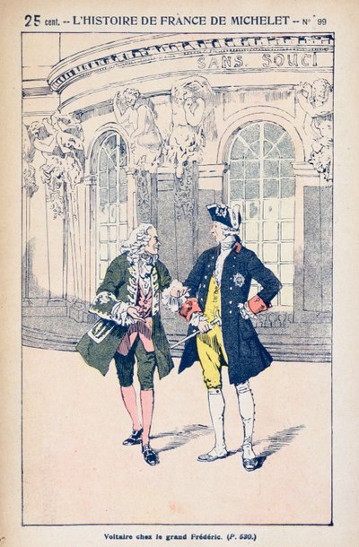 Francois Voltaire (1694-1778) ile Prusya Kralı II. Frederick (1712-86) Potsdam yakınlarındaki Sanssouci