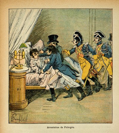 Illustration of Bombled Louis (1862-1927) from the book “The memorial se Sainte Helene” by Count Emmanuel de Las Cases (1766-1842): Arrest of Jean Charles Pichegru (1761-1804) on 28 February 1804, Private Collection by Louis Charles Bombled