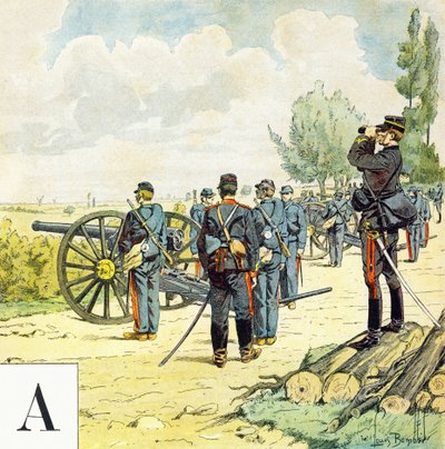 A Harfi: Nişancılar, "Je serai soldat”( Asker olacağım) - Askeri alfabe by Louis Charles Bombled