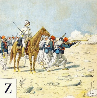 Z harfi: Zouaves, "Je serai soldat”( Asker olacağım) - Askeri alfabe by Louis Charles Bombled
