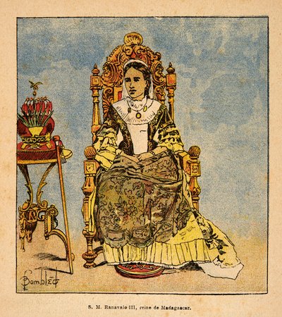 The War in Madagascar-Anecdotal History of the French Expeditions of 1885-1895 by Henri Galli dit Galllichet (1854-1922), illustrated by Louis Bombled (1862-1927): Portrait of Queen Ranavalona III (1861-1917) Queen of Madagascar, Private Collection by Louis Charles Bombled