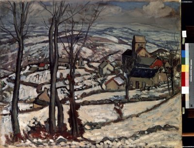 Kar altında Morvan Köyü. Louis Charlot'un (1878-1951) tablosu by Louis Charlot
