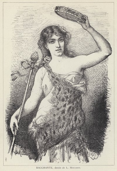Bacchante (lito) by Louis Claude Mouchot