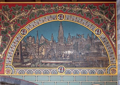Tren istasyonu binası (Sint-Pietersstation). İç mekan. 1912. Giriş holü. by Louis Cloquet