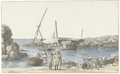 Gezicht op Tarente en cenneti van Luogo Vivo Önceki No. Landing'den Tarentin binamızın ve limanın görünümü (nesne üzerinde başlık) İtalya, Sicilya ve Malta'da Seyahatler - 1778 (dizi başlığı) by Louis Ducros