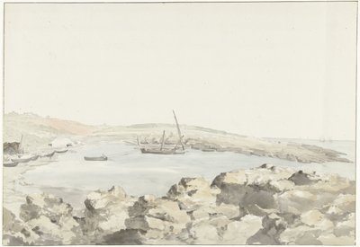 Gezicht op de cenneti van Luogo Vivo İtalya, Sicilya ve Malta'da Luogo Vivo seyahatleri limanının yüksekliğine göre görünüm - 1778 (seri başlığı) by Louis Ducros