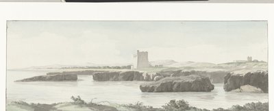Monopoli'nin diğer tarafında bir gözlem kulesi ile Adriyatik Denizi kıyısının görünümü Vue d'une tur d'gözlem sur la côte de la mer Adriatique au delà de Monopoli, telles qu'il y en a de 3 milles and 3 milles (nesne üzerindeki başlık) Voyag by Louis Ducros