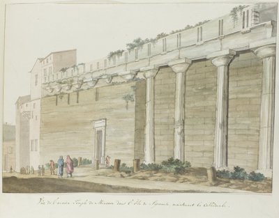 Gezicht op oude Minerva tempel op eiland Syracuse Syracuse Adası'ndaki Antik Minerva Tapınağı'nın görünümü (nesne üzerindeki başlık) Voyage en Italie, en Sicily et à Malte - 1778 (dizi başlığı) by Louis Ducros