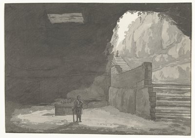 Grot en fontein in de oude stad Manduria Mağarası ve Manduryalıların Çeşmesi, Pliny Travels in Italy, Sicilya ve Malta - 1778 (dizi başlığı) by Louis Ducros