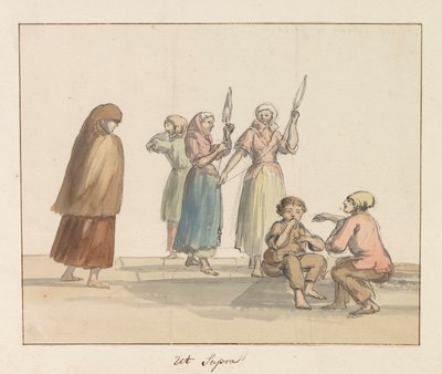 Gozo adasının geleneksel kostümleri Costume de Ghozo (nesne üzerindeki başlık) Voyage en Italy ve Sicile et à Malte - 1778 (seri başlığı) by Louis Ducros