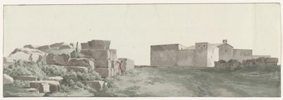 Profil van de binnenmuren en buitenmuren van de oude stad Manduria Antik Manduria'nın iç ve dış duvarlarının profili (nesne üzerine başlık) İtalya, Sicilya ve Malta'da seyahatler - 1778 (dizi başlığı) by Louis Ducros