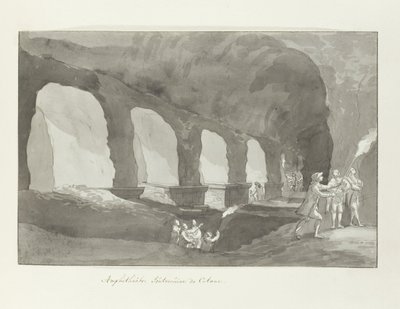 Souterrain van het amfitheater van Catanië Catania Amfitiyatrosu (nesne üzerine başlık) İtalya, Sicilya ve Malta'da Seyahatler - 1778 (dizi başlığı) by Louis Ducros