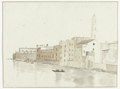 Stadsgezicht in Bari vanuit een raam in de herberg Hanımızın penceresinden alınan Bari şehrinin bir noktasının görünümü (nesne üzerindeki başlık) İtalya, Sicilya ve Malta'da Seyahatler - 1778 (dizi başlığı) by Louis Ducros