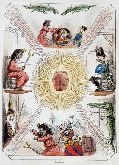Le tonneau - Litografi, Theatre des marionnettes du jardin des Tuileries