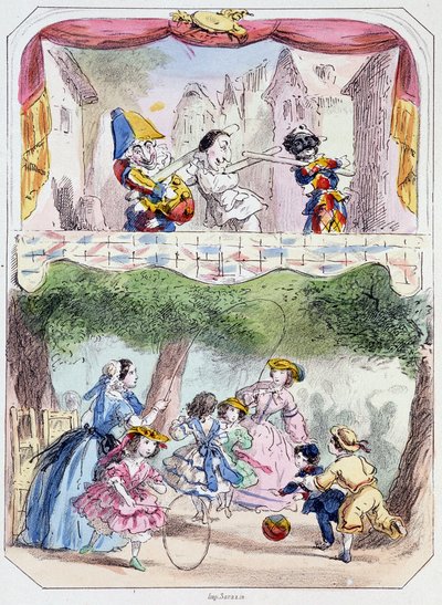 Polichinelle precepteur - Litografi, Theatre des marionnettes du jardin des Tuileries