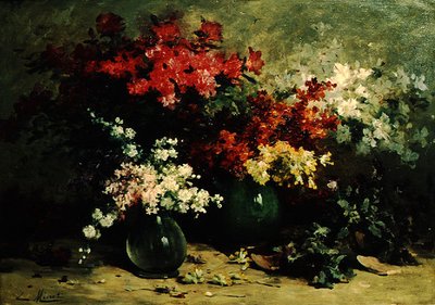 Bahar Çiçeklerinin Natürmortu (tuval üzerine yağlı boya) by Louis Emile Minet