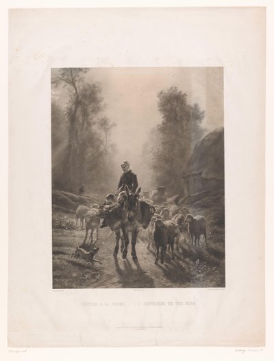 Sığırları olan çiftçi çiftliğine geri döndü A la ferme İade / Çiftliğe Dönüş (nesne üzerindeki başlık) by Louis Emmanuel Soulange Teissier