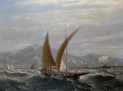 Bir Akdeniz Tartanı (tuval üzerine yağlı boya) by Louis Eugene Gabriel Isabey