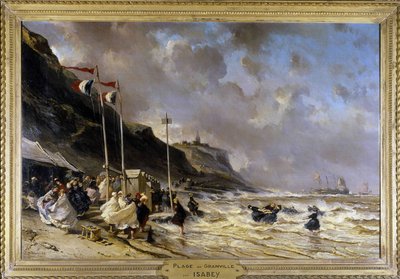 Granville Sahili - Tuval Üzerine Yağlıboya, Eugene Louis Gabriel Isabey (1803-1886) by Louis Eugene Gabriel Isabey