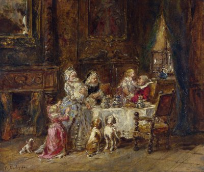 Isabey, Louis Gabriel Eugene (1803-1886) Büyükbabanın Doğum Günü Ahşap üzerine yağlı boya 1866 National Gallery, Londra 24,1x28,9 by Louis Eugene Gabriel Isabey