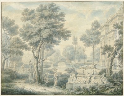 Bir mezar ile Arcadian manzara by Louis Fabritius Dubourg