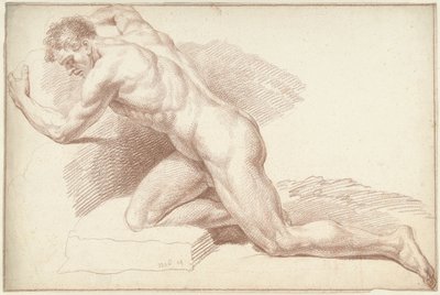 Erkek çıplak, diz çökmüş, sola dönük by Louis Fabritius Dubourg