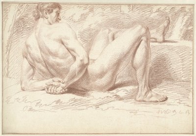 Erkek çıplak, yalan, kollar arkada by Louis Fabritius Dubourg