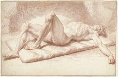 Erkek çıplak, sırt üstü yatarken by Louis Fabritius Dubourg