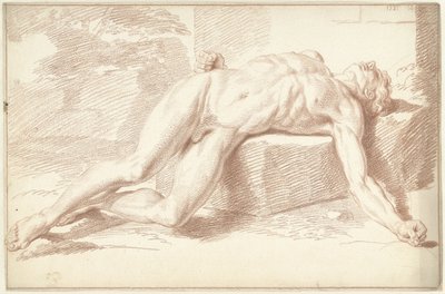 Erkek çıplak, sırt üstü yatarken by Louis Fabritius Dubourg