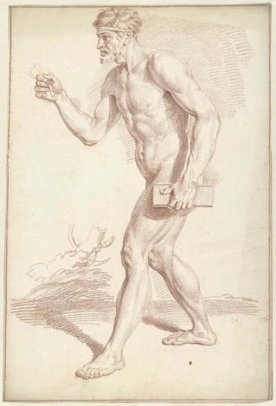 Erkek çıplak, yürüyüş, sola by Louis Fabritius Dubourg