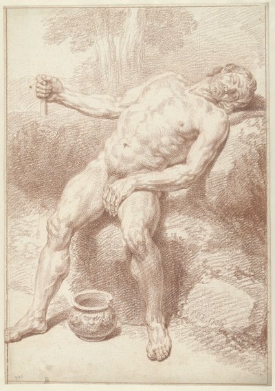 Erkek Çıplak, Oturma, Yatıyor by Louis Fabritius Dubourg