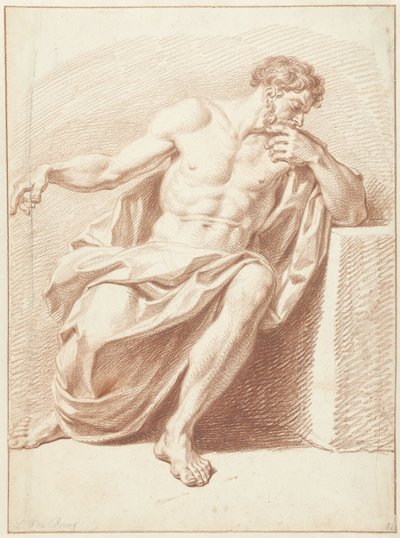 Katlanmış perdeli oturan bir adamın çalışması by Louis Fabritius Dubourg