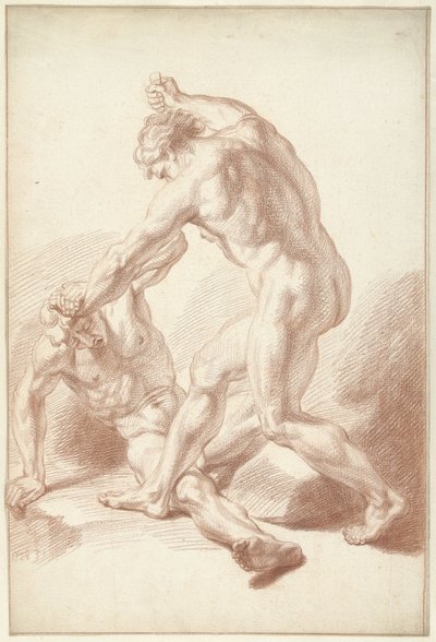 iki çıplak adam kavga ediyor by Louis Fabritius Dubourg