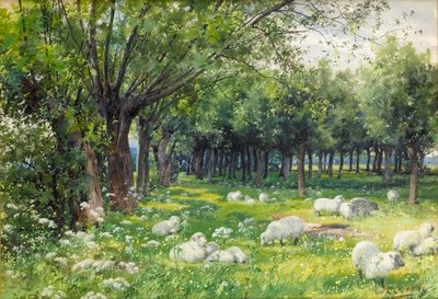 İlkbaharda Meyve Bahçesinde Koyun by Louis Fairfax Muckley