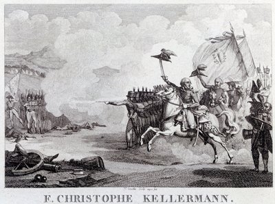Fransız Devrimi: “” 20/09/1792 Valmy Savaşı sırasında general ve mareşal Francois Christophe Kellermann (1735-1820)” Louis Francois Couche (1782-1849) tarafından gravür 18. yüzyıl Paris, Musee Carnavalet by Louis Francois Couche