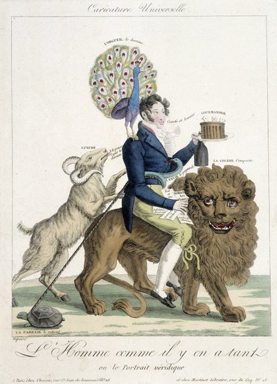 Aşkla ilgili karikatür: “O kadar çok insan var ki ya da gerçek portre” by Louis François Charon