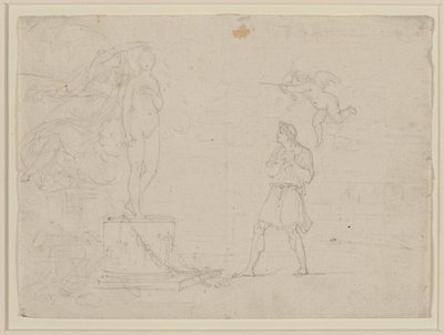 Study For Pygmalion And Galatea, c.1797 (kağıt üzerine tebeşir) by Louis Gauffier
