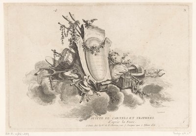 Cartouche agrarische objecten X Suitte De Cartels Et Trophées (nesne üzerindeki seri başlığı) IIe Volume De l'Oeuvre de J. Ch. Delafosse (...) (dizi adı) by Louis Germain