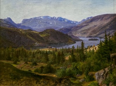 Slidre Fiyordu manzarası by Louis Gurlitt