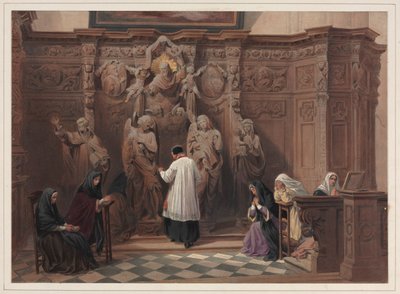 Confessional, St. Paul Kilisesi, Anvers, 1838. by Louis Haghe