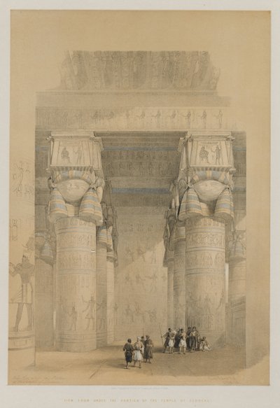 Mısır ve Nubia, Cilt II: Dendera Tapınağı Portikosunun Altından Görünüm, 1849. by Louis Haghe