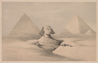 Mısır ve Nubia: Cilt I - No. 18, Büyük Sfenks, Gize Piramitleri, Önden Görünüm by Louis Haghe
