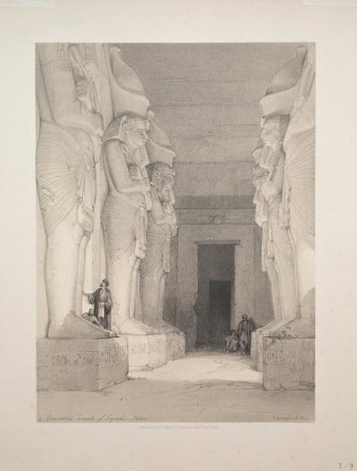 Mısır ve Nubia: Cilt I - No. 9, Kazılan Gyrshe Tapınağı, Nubia, 1838. by Louis Haghe