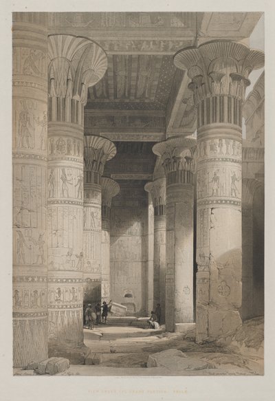 Mısır ve Nubia, Cilt I: Tapınağın Büyük Portikosunun Altından Görünüm, Philae by Louis Haghe