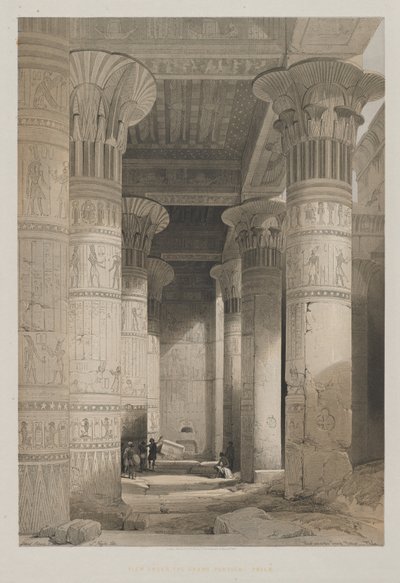 Mısır ve Nubia, Cilt I: Tapınağın Büyük Portikosunun Altından Görünüm, Philae, 1846. by Louis Haghe