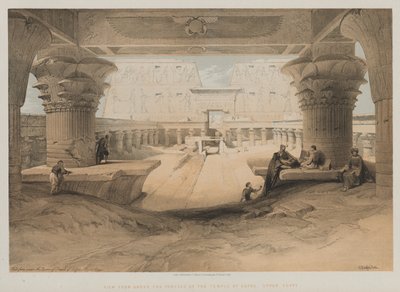 Mısır ve Nubia, Cilt I: Edfou Tapınağı Portikosunun Altından Görünüm, Yukarı Mısır, 1847. by Louis Haghe