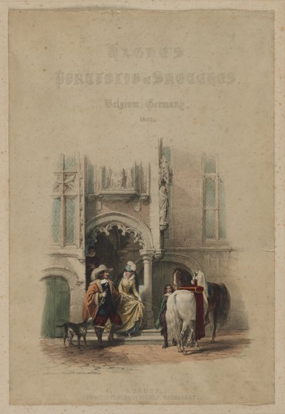 Haghes Eskiz Portföyü. Belçika. Almanya, cilt. III: Başlık Sayfası, bir kapıda... Bruges, 1850. by Louis Haghe