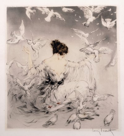 güvercinli kız by Louis Icart