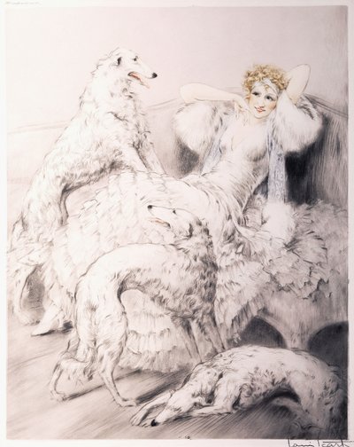 Görevlisi Borzoi ile Izgara by Louis Icart