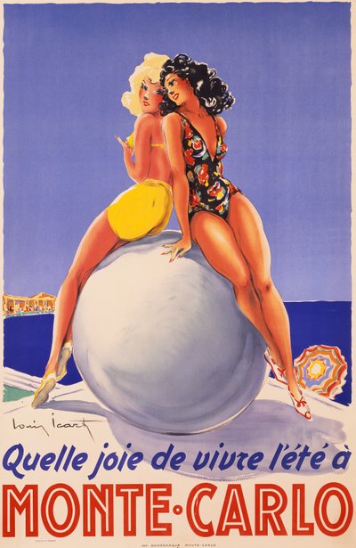 Monte Carlo, 1948 civarı (renkli litografi) by Louis Icart